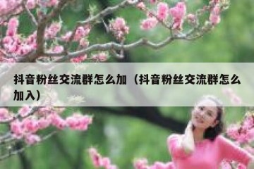 抖音粉丝交流群怎么加（抖音粉丝交流群怎么加入）