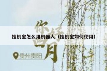 挂机宝怎么用机器人（挂机宝如何使用）
