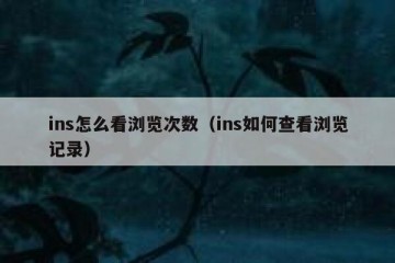 ins怎么看浏览次数（ins如何查看浏览记录）
