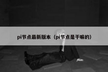 pi节点最新版本（pi节点是干嘛的）