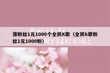 涨粉丝1元1000个全民K歌（全民k歌粉丝1元1000粉）