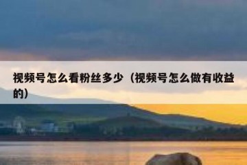 视频号怎么看粉丝多少（视频号怎么做有收益的）