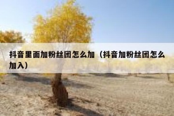 抖音里面加粉丝团怎么加（抖音加粉丝团怎么加入）