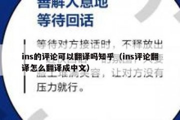 ins的评论可以翻译吗知乎（ins评论翻译怎么翻译成中文）