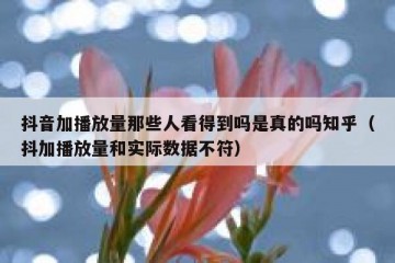 抖音加播放量那些人看得到吗是真的吗知乎（抖加播放量和实际数据不符）