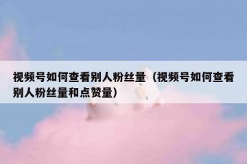 视频号如何查看别人粉丝量（视频号如何查看别人粉丝量和点赞量）