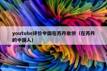 youtube评价中国在苏丹撤侨（在苏丹的中国人）