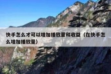 快手怎么才可以增加播放量和收益（在快手怎么增加播放量）