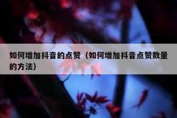 如何增加抖音的点赞（如何增加抖音点赞数量的方法）