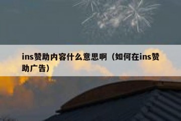 ins赞助内容什么意思啊（如何在ins赞助广告）