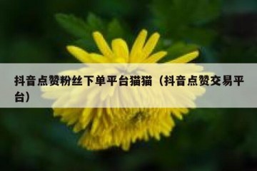抖音点赞粉丝下单平台猫猫（抖音点赞交易平台）