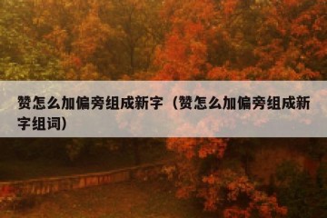 赞怎么加偏旁组成新字（赞怎么加偏旁组成新字组词）