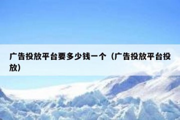 广告投放平台要多少钱一个（广告投放平台投放）