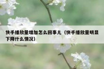 快手播放量增加怎么回事儿（快手播放量明显下降什么情况）