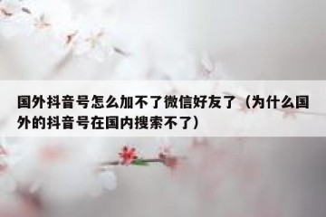 国外抖音号怎么加不了微信好友了（为什么国外的抖音号在国内搜索不了）