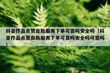 抖音作品点赞自助服务下单可靠吗安全吗（抖音作品点赞自助服务下单可靠吗安全吗可靠吗）
