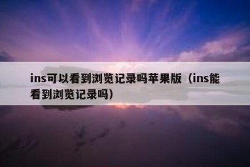 ins可以看到浏览记录吗苹果版（ins能看到浏览记录吗）