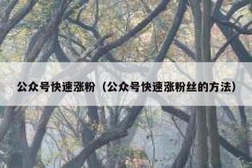 公众号快速涨粉（公众号快速涨粉丝的方法）