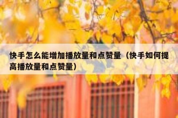 快手怎么能增加播放量和点赞量（快手如何提高播放量和点赞量）