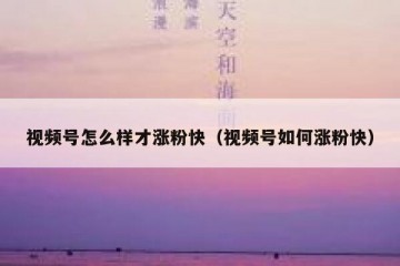 视频号怎么样才涨粉快（视频号如何涨粉快）