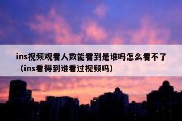 ins视频观看人数能看到是谁吗怎么看不了（ins看得到谁看过视频吗）