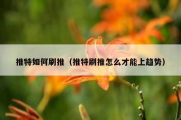 推特如何刷推（推特刷推怎么才能上趋势）