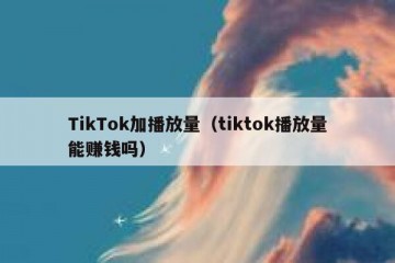 TikTok加播放量（tiktok播放量能赚钱吗）