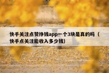 快手关注点赞挣钱app一个3块是真的吗（快手点关注能收入多少钱）