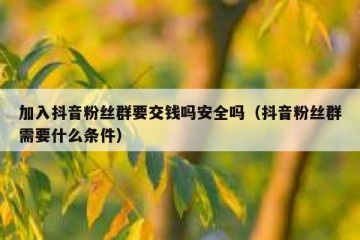 加入抖音粉丝群要交钱吗安全吗（抖音粉丝群需要什么条件）