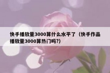 快手播放量3000算什么水平了（快手作品播放量3000算热门吗?）