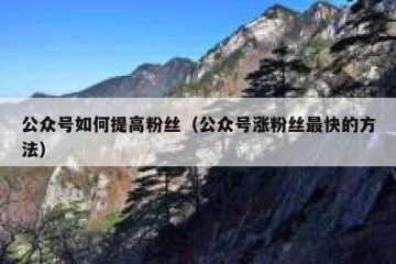 公众号如何提高粉丝（公众号涨粉丝最快的方法）
