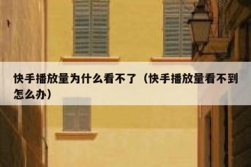 快手播放量为什么看不了（快手播放量看不到怎么办）
