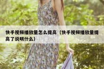 快手视频播放量怎么提高（快手视频播放量提高了说明什么）