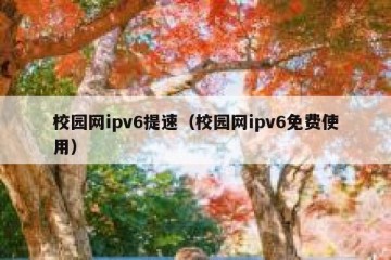 校园网ipv6提速（校园网ipv6免费使用）