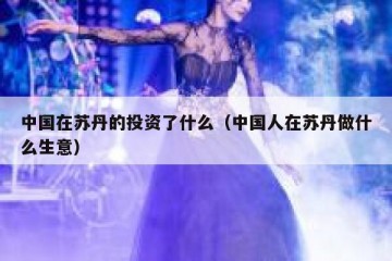 中国在苏丹的投资了什么（中国人在苏丹做什么生意）