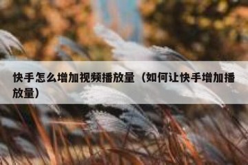 快手怎么增加视频播放量（如何让快手增加播放量）