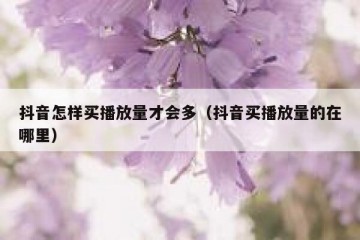 抖音怎样买播放量才会多（抖音买播放量的在哪里）