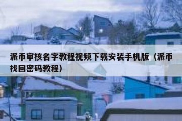 派币审核名字教程视频下载安装手机版（派币找回密码教程）