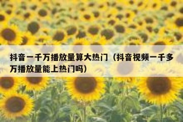 抖音一千万播放量算大热门（抖音视频一千多万播放量能上热门吗）