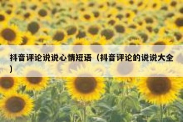抖音评论说说心情短语（抖音评论的说说大全）