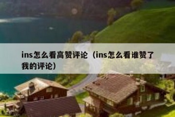 ins怎么看高赞评论（ins怎么看谁赞了我的评论）