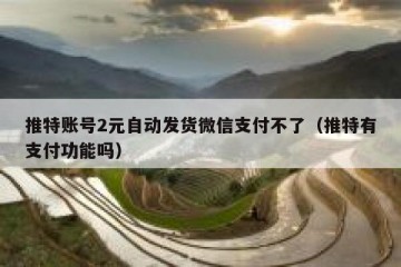 推特账号2元自动发货微信支付不了（推特有支付功能吗）