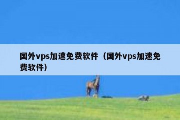 国外vps加速免费软件（国外vps加速免费软件）