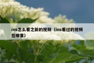 ins怎么看之前的视频（ins看过的视频在哪里）