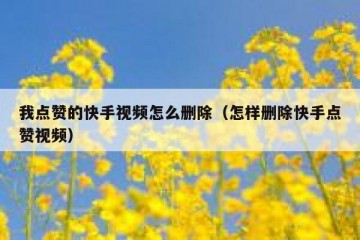 我点赞的快手视频怎么删除（怎样删除快手点赞视频）