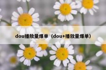 dou播放量爆单（dou+播放量爆单）