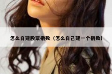 怎么自建股票指数（怎么自己建一个指数）