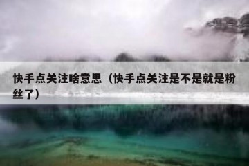 快手点关注啥意思（快手点关注是不是就是粉丝了）