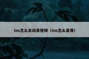 ins怎么自动录视频（ins怎么录像）
