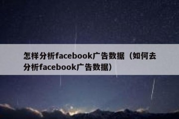 怎样分析facebook广告数据（如何去分析facebook广告数据）
